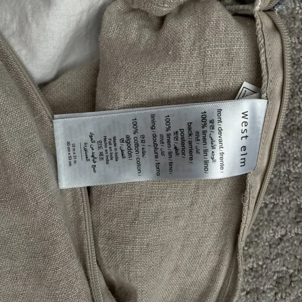 19 x 10 in West Elm 100% Linen Accent Throw Pillow Cover